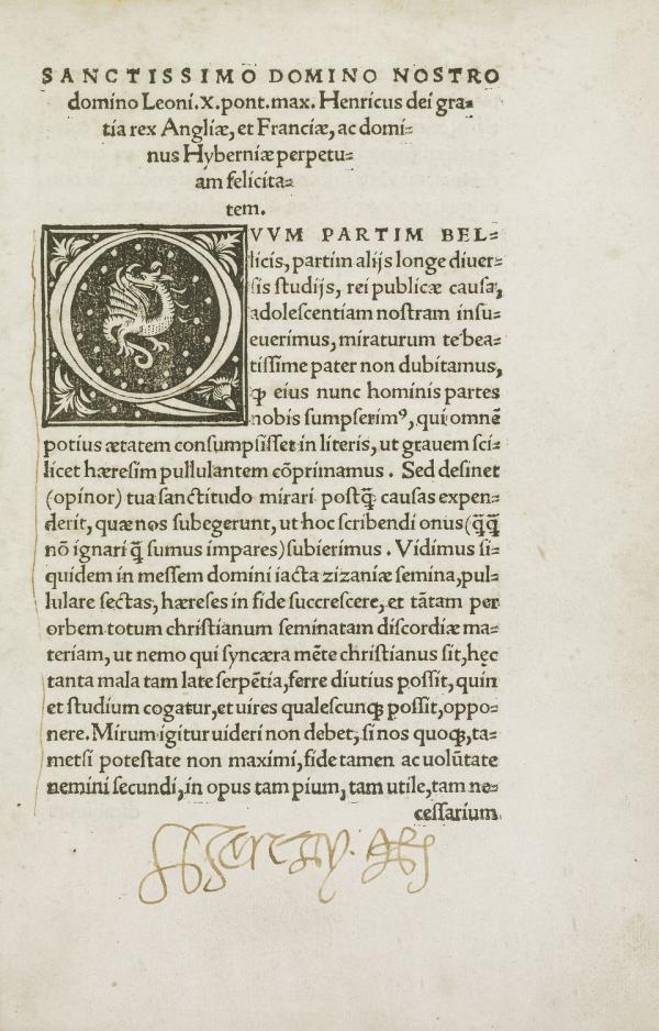 Copy of Henry VIII's Assertio Septem Sacramentorum, held in the Royal Collection