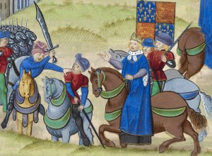 Wat Tyler's death (left to right: Sir William Walworth, Wat Tyler, King Richard II; and Sir John Cavendish)