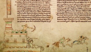 13th century depiction of Perche's death in the Second Battle of Lincoln