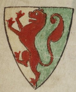 William Marshal's coat of arms, as sketched in the 13th century by Matthew Paris.