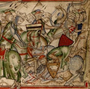 Harald defeating the army of Edwin and Morcar at the Battle of Fulford. Image taken from Paris' Life of King Edward.