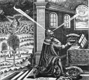 Frontispiece of the Eikon Basilike, depicting Charles as a martyr