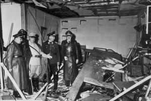 Adolf Hitler surveying damage at the Wolf's Lair after the Bomb Plot