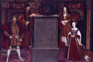 Copy of the Whitehall mural showing Henry VIII, his parents, and Jane Seymour