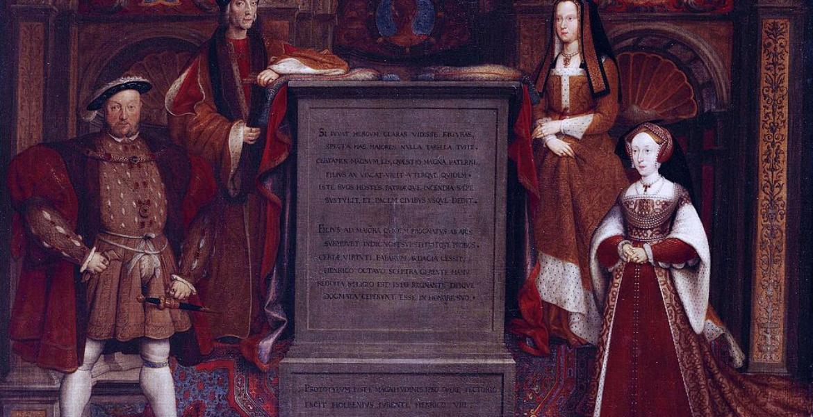 Copy of the Whitehall mural showing Henry VIII, his parents, and Jane Seymour