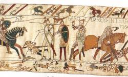 The Battle of Hastings depicted on the Bayeux Tapestry
